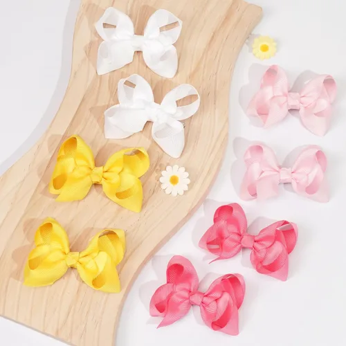 Vista 4 de 20 PIEZAS Lazos para el Cabello de 3 Pulgadas para Niñas Cinta de Grogrén Accesorios para el Cabello de Niñas Pequeñas con Pinzas de Cocodrilo