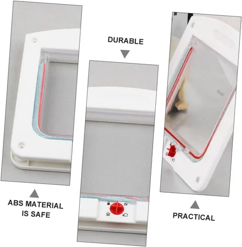 Vista 4 de LIOOBO 2pcs Controllable Small Pet Entry Cat Hole with Lock for Indoor Use Lightweight Two-Way Access Cat Gate Easy to Install White and Brown