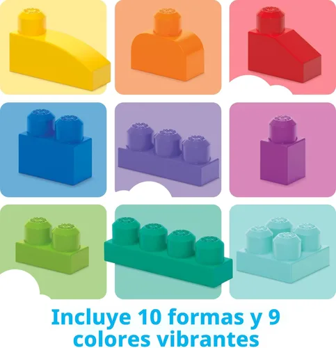 Vista 5 de Mega Bloks First Builders - Juego de juguetes de bloques para niños pequeños, bolsa de construcción grande con 80 piezas y almacenamiento, a partir
