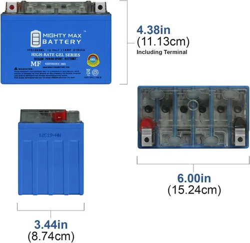 Vista 2 de Mighty Max Battery YTZ12SGEL - Batería de repuesto de gel de 12 V 11 Ah compatible con Power-Sonic PTZ12S Powersport - Paquete de 4
