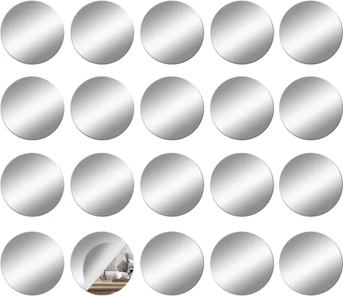 Vista 11 de Azulejo de espejo redondo de vidrio, adhesivo autoadhesivo de 6 pulgadas, lámina de espejo circular pequeña para manualidades, placas de espejo