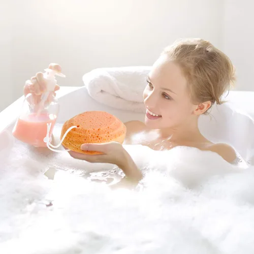 Vista 3 de Esponja de baño suave de 4 piezas de esponja exfoliante de ducha de espuma corporal esponja exfoliante calmante para suministro de baño