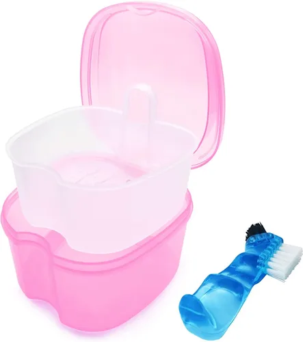 Vista 19 de Contenedor de remojo para dentaduras negras, estuche para dentaduras parciales, estuche de limpieza para retenedores de ortodoncia, contenedor