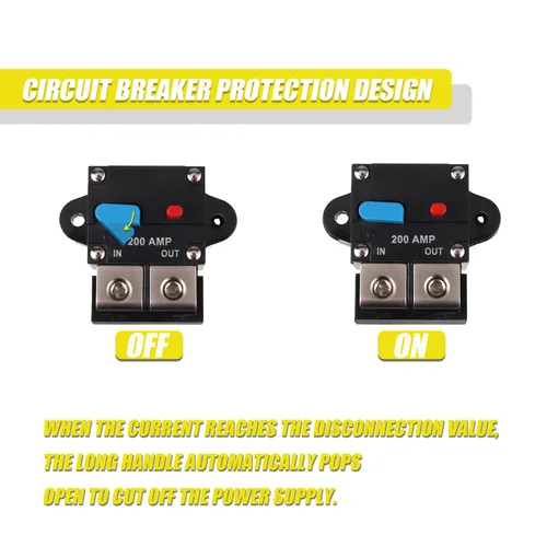 Vista 6 de Disyuntor de circuito reiniciable de 200 A, recuperación automática de 200 amperios con botón de reinicio manual para protección de audio