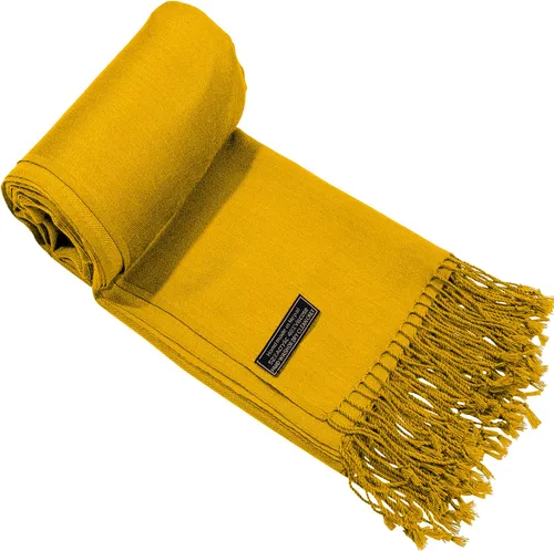 Vista 9 de CJ Apparel Solid Color Tassels Design Nepalese Shawl Seconds Scarf Wrap Stole Throw Head Wrap Pashmina Hand Made in Nepal Amarillo ámbar