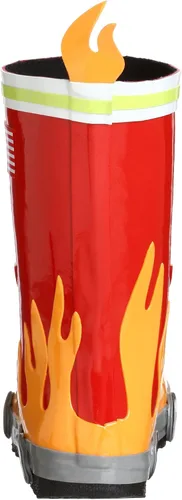 Vista 3 de Kidorable rojo bombero botas de lluvia de goma natural wdiversión llama tire en la pestaña del talón