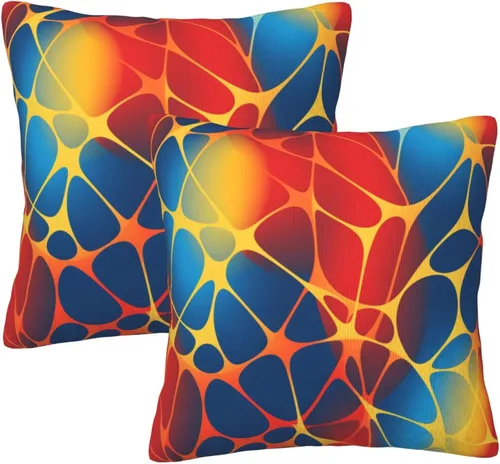 Vista 13 de Pack of 2 Short Plush Throw Pillow Covers 16 X 16 Inch, Retro Yellow Purple Stripes Couch Throw Pillow Covers Cozy Pillowcases, Couch Pillow Covers