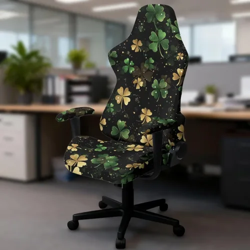 Vista 4 de St Patricks Day Gaming Chair Cover with Zipper Non-Slip Stretchy Office Chair with Arm Covers Ergonomic Dustproof Long-Lasting, for Gaming