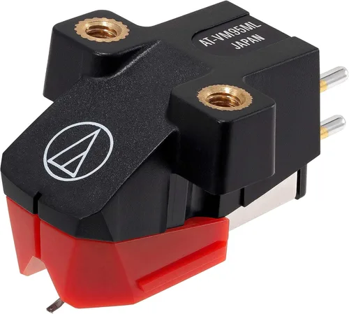 Vista 3 de Audio-Technica AT-VM95ML - Cartucho giratorio de doble imán móvil rojo y AT-HS6BK Cabezal universal para tocadiscos, color negro