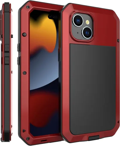 Vista 3 de Funda para iPhone 15 Heavy Duty Metal a prueba de golpes Tough Negro