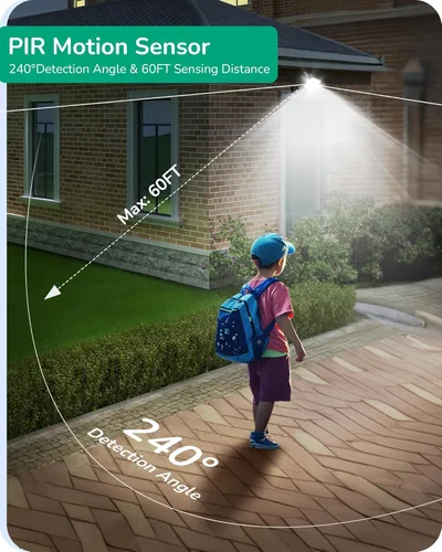 Vista 4 de EDISHINE Sensor de movimiento de 240 grados, detector de movimiento de repuesto para luces exteriores, tiempo ajustable y rango de detección