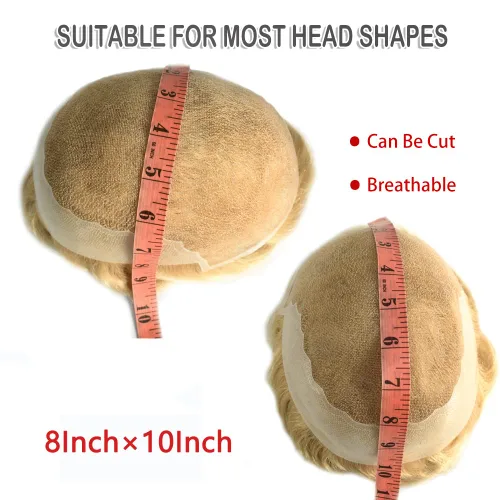 Vista 513 de Toupee - Sistemas de reemplazo de cabello para hombre, encaje frontal suizo, nudo blanqueado, pieza de cabello humano natural