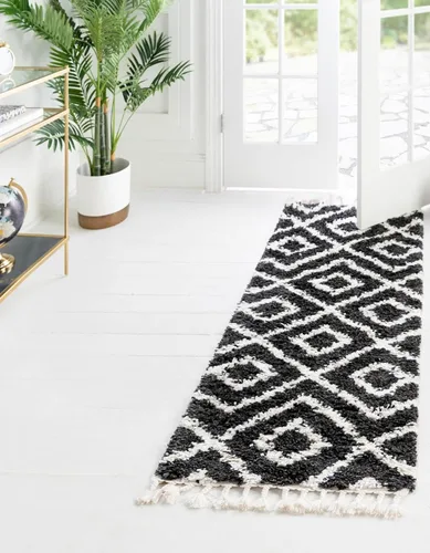 Vista 16 de Unique Loom Hygge Shag Collection - Alfombra rectangular de 2 pies 2 pulgadas x 3 pies 1 pulgada, color blanco y negro