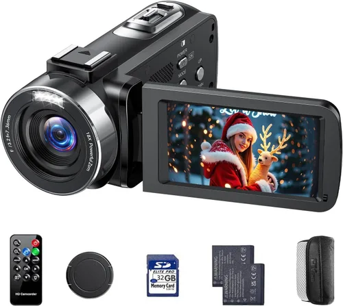 Videocámara Camcorder 4K 42MP, pantalla de 3.0" con rotación de 270°, cámara de vlogging para YouTube, videocámaras con zoom digital de 18X, 2