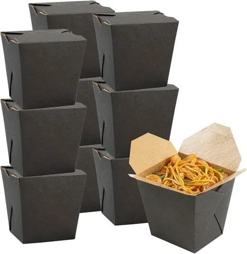 Vista 5 de Restaurantware -Cajas de comida para llevar de 8 onzas, 200 cajas desechables de alimentos para llevar, con bloqueo de pestañas, apilables, cajas