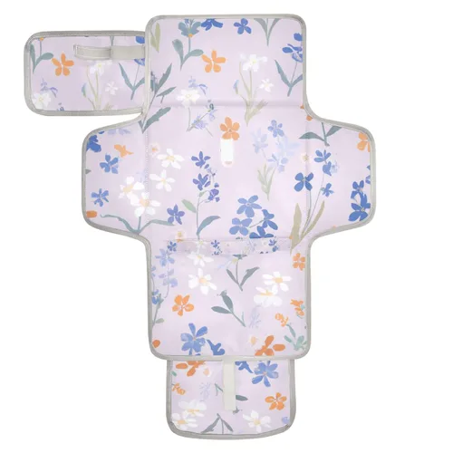 Colorful Flowers Portable Changing Pad with Built-in Pillow, Waterproof Foldable Baby Diaper Changing Pads, Diaper Mat for Boys and Girls
