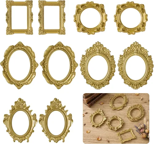 hoyuwak 10pcs Vintage Mini Marcos Oro Pequeño Marco de Fotos