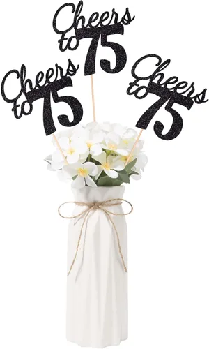 Vista 51 de Gexolenu Cheers a los 40, paquete de 10 unidades de piezas centrales para mesa de cumpleaños número 40 de doble cara con purpurina dorada