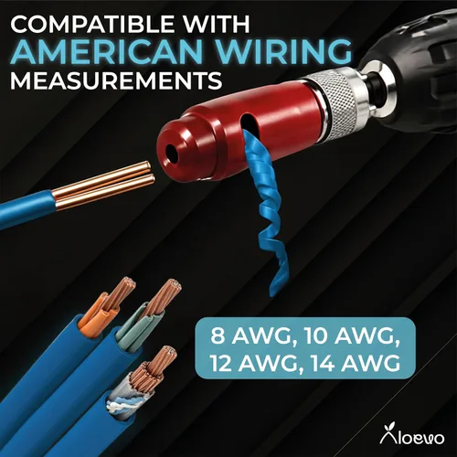 Vista 7 de Kit de herramientas para pelacables y tornado accionado por taladro con 4 cabezales intercambiables y accesorios - Herramienta de conector