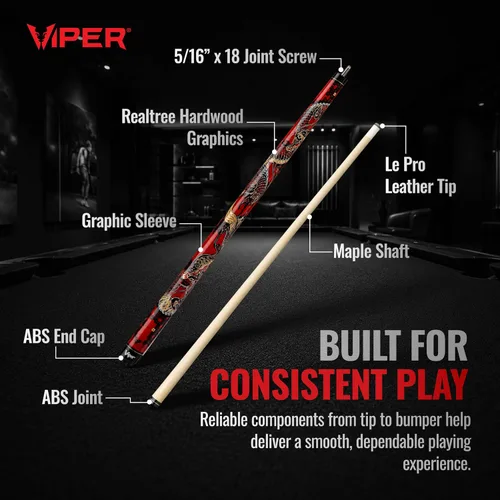 Vista 3 de Viper by GLD Products Junior 48" 2-Piece Pool Cue Stick, 6 Designs Dragón