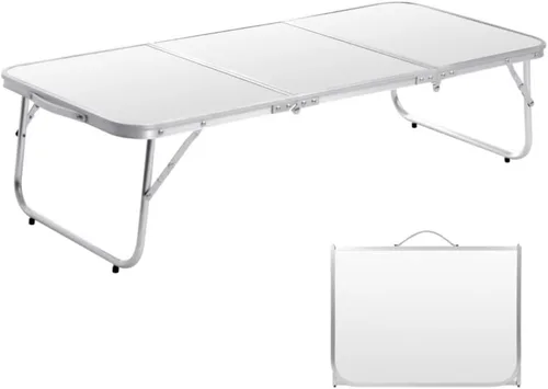 Vista 9 de Moosinily Mesa de Camping Pequeña de 3 Pies Mesa de Picnic Plegable Mesa de Campamento Baja Plegable Portátil Corta de Aluminio para Exteriores