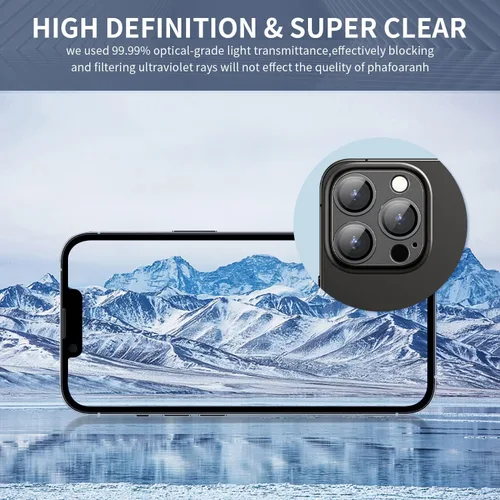 Vista 4 de Protector de lente de cámara para iPhone 14 Pro / iPhone 14 Pro Max, cubierta de cámara de aleación de metal con accesorios de protector de pantalla