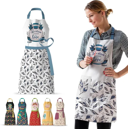 Vista 14 de Waterproof Apron for Adults – Adjustable Fit with Deep Pockets, Stylish Cooking & Baking Apron for Women & Men