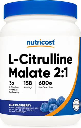 Vista 8 de Nutricost L-citrulina malato 2:1 (10.58 oz) (frambuesa azul)