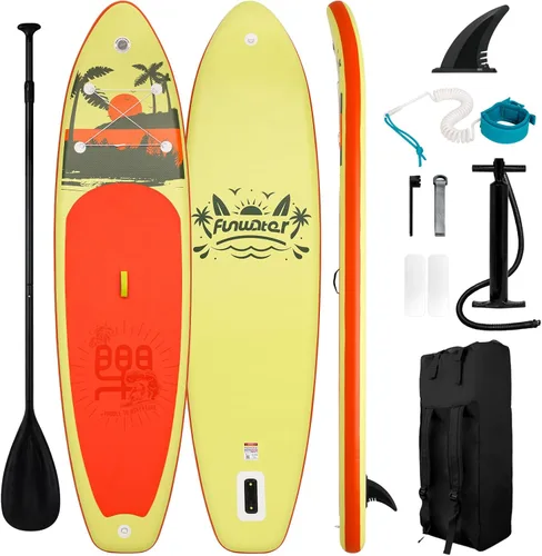 Vista 10 de FunWater Inflatable Stand Up Paddle Board with Premium SUP Paddleboard Accessories, Anti-Slip EVA Deck, 11'6''/11'/10'6'' Paddle Boards for Adults &