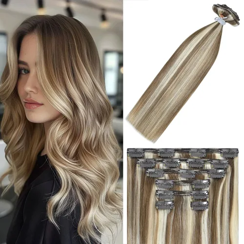 Vista 22 de WindTouch - Extensiones de cabello humano liso con pinzas, color negro azabache, 2.47 onzas, N.° 1, 12 pulgadas, 7