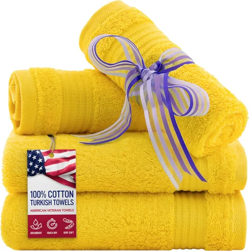 Vista 12 de Juego de toallas American Veteran Towel, de lujo, 6 piezas de algodón 100 % turco para máxima suavidad y absorción, para hotel y spa