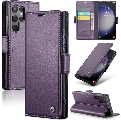 Vista 11 de SINIANL Funda tipo cartera para Samsung Galaxy S23 con bloqueo RFID, funda para Samsung S23 para mujeres y hombres con tarjetero con cierre