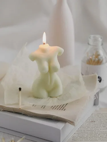 Vista 3 de Vela de burbujas de cera de soja, vela perfumada vertida a mano y juego de velas en forma de cuerpo femenino, 2 piezas hechas a mano, vela