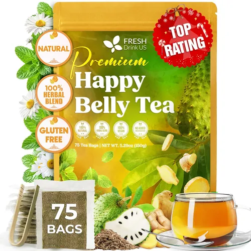 Vista 774 de FreshDrinkUS, 135 bolsas de té de jengibre y cúrcuma premium, ingredientes 100% naturales, mezcla hecha a mano de té de hierbas de cúrcuma