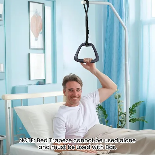 Vista 5 de Trapecio de cama para ancianos, mango de dominadas para dormitorio, accesorios de soporte de movilidad de cama para pacientes lesionados