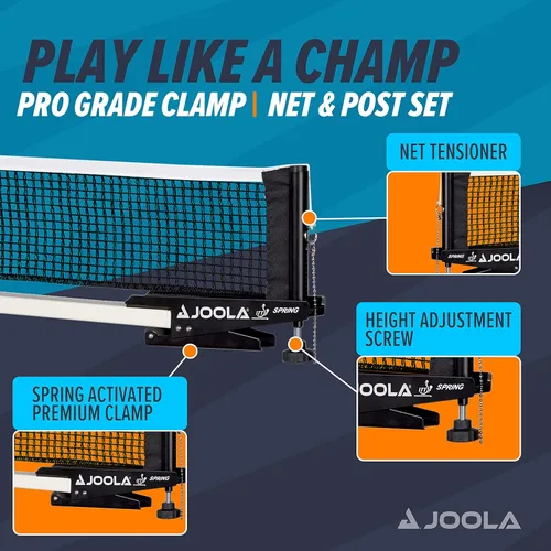 Vista 2 de JOOLA Premium Avanti Table Tennis Net and Post Set - Portable and Easy Setup 72" Regulation Size Ping Pong Screw On Clamp Net, White/Black