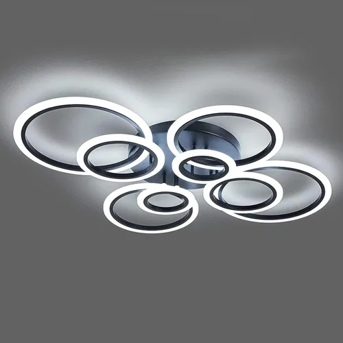 Vista 10 de Shine LUEST Lámpara de techo LED moderna de 34 W, 3000 K-6000 K regulable, accesorios de iluminación de techo para montaje en techo, 4 anillos