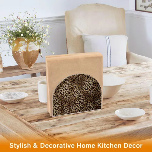 Vista 5 de Nander Servilleteros vintage con estampado de leopardo para cocina, elegantes servilleteros de papel con placa acrílica, dispensador de toallas