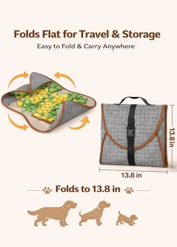 Vista 7 de HOPET Tapete de olfateo para perros de raza grande, 28.3''x28.3'' tapete interactivo tipo rompecabezas para comida de perros, fácil de limpiar