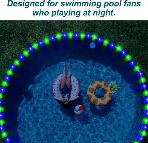 Vista 5 de Luces de piscina para piscinas sobre el suelo, tira de luz LED impermeable de 39 pies con control remoto, luces LED sumergibles para bordes, luces