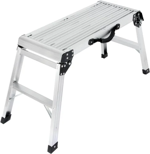 Vista 9 de LEADALLWAY Escalera de aluminio de 30 x 12 x 20 pulgadas, plataforma de aluminio plegable resistente, capacidad de 330 libras, color negro