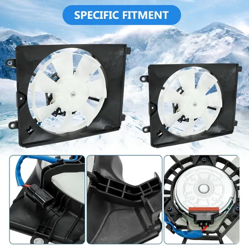 Vista 2 de 1 par de conjunto de ventilador de radiador de refrigeración de CA lado izquierdo y derecho 7+5 aspas compatible con Honda Civic 2012-2015, A-cura