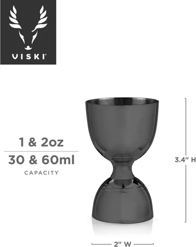 Vista 3 de Viski Canterbury - Juego de 1 herramienta de medición doble para cócteles, herramientas de bar y accesorios, herramienta de barman de acero Negro