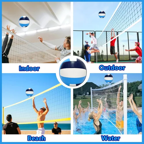 Vista 5 de Official Size 5 Volleyball Balls, Waterproof Soft Bulk Recreational Volley Balls with Pump and Net Bag for Beach Pool Sand Training for Beginner
