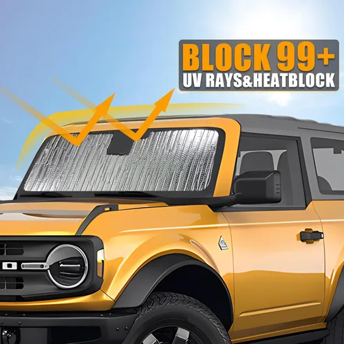 Vista 5 de Mabett Parasol para parabrisas para Ford Bronco Accesorios 2026, 2021-2025, con aislamiento y protección solar mediante visera solar para Bronco