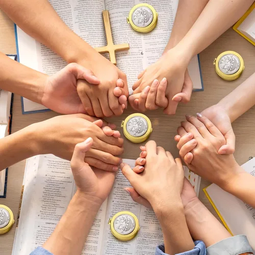 Vista 5 de Weysat Pyx para la Comunión Anfitrión Católico Oro Pescado, Pez