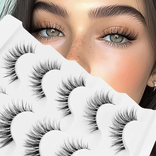 Vista 9 de Veleasha Pestañas postizas de manga puntiagudas, 100% hechas a mano, aspecto natural, pestañas postizas ligeras con banda transparente suave