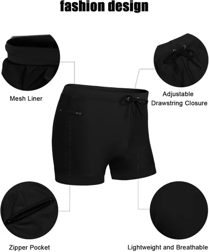 Vista 3 de COOFANDY Traje de baño para hombre con bolsillos con cremallera