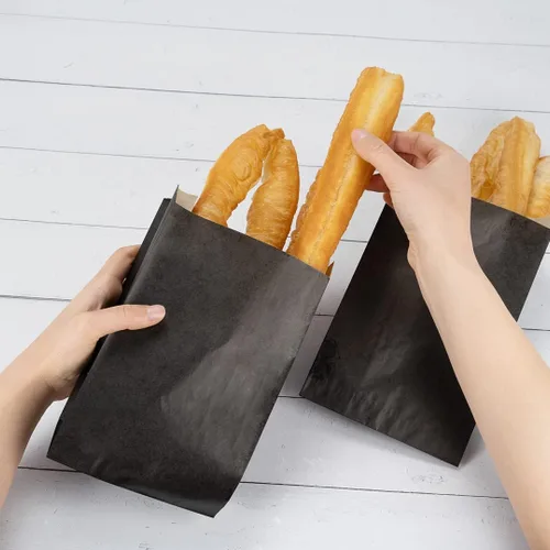 Vista 4 de Restaurantware Bag Tek - Bolsas de papel de 5 x 3 x 8.75 pulgadas para aperitivos, 100 bolsas desechables para papas fritas, a prueba de grasa