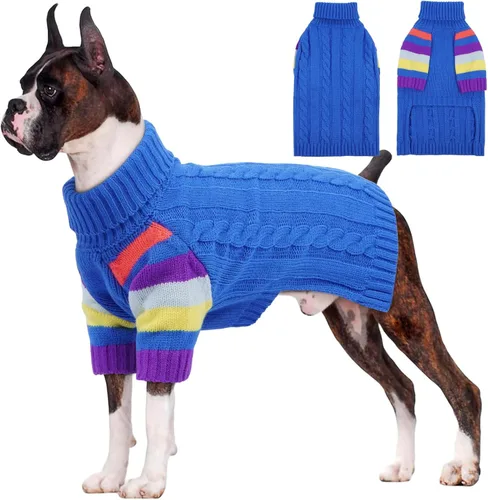 Vista 27 de Suéteres XXL elásticos para perros, suéter de punto de cuello alto para perros extra grandes, suéteres para perros de tamaño grande, suéter cálido